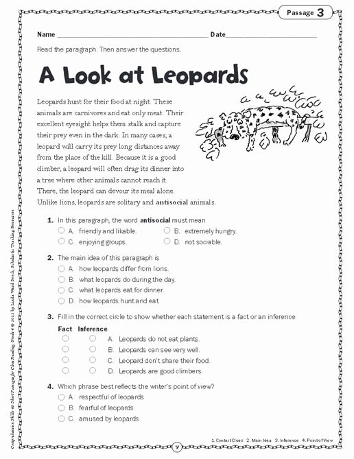 4th grade reading comprehension worksheets pdf