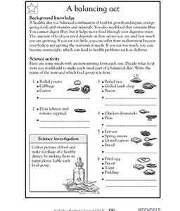 5th Grade Science Worksheets A Healthy Diet Is Balancing Act Greatschools Addition