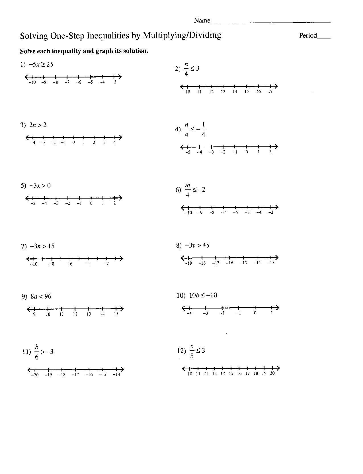 Absolute Value Inequalities Worksheet Answers Algebra 1