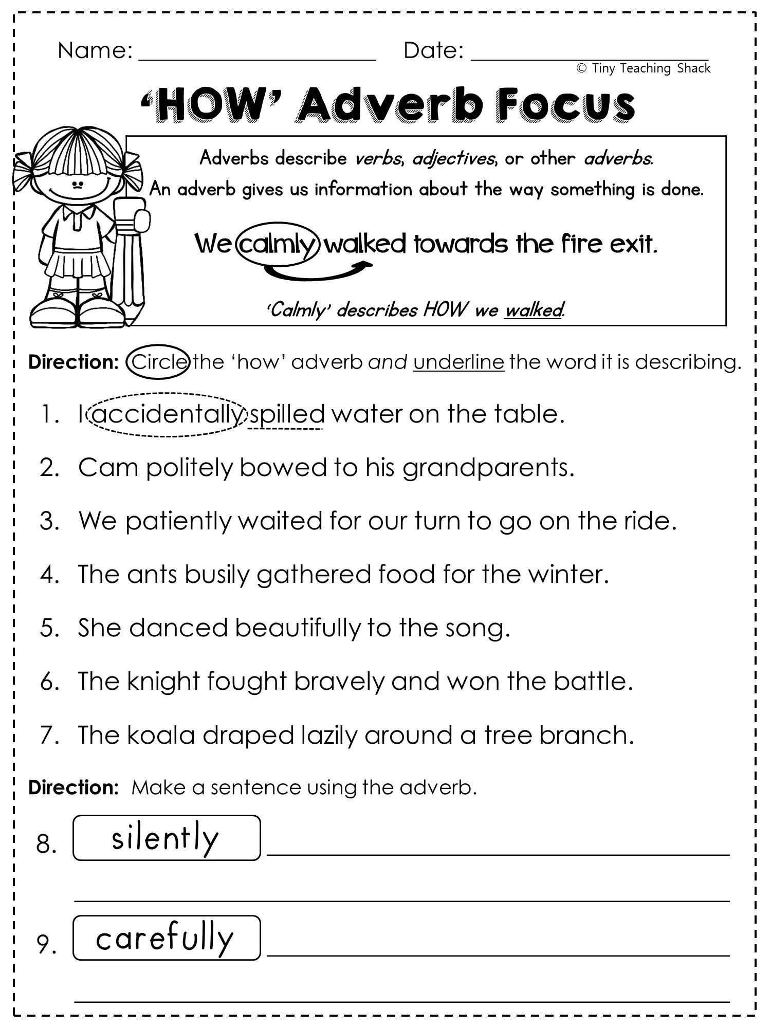 adjective and adverb worksheets with answer key