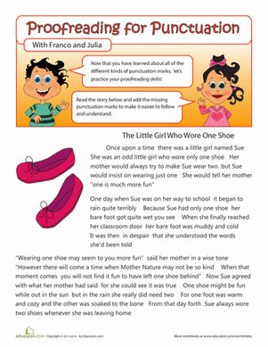2nd grade Reading & writing Worksheet Proofreading for Punctuation