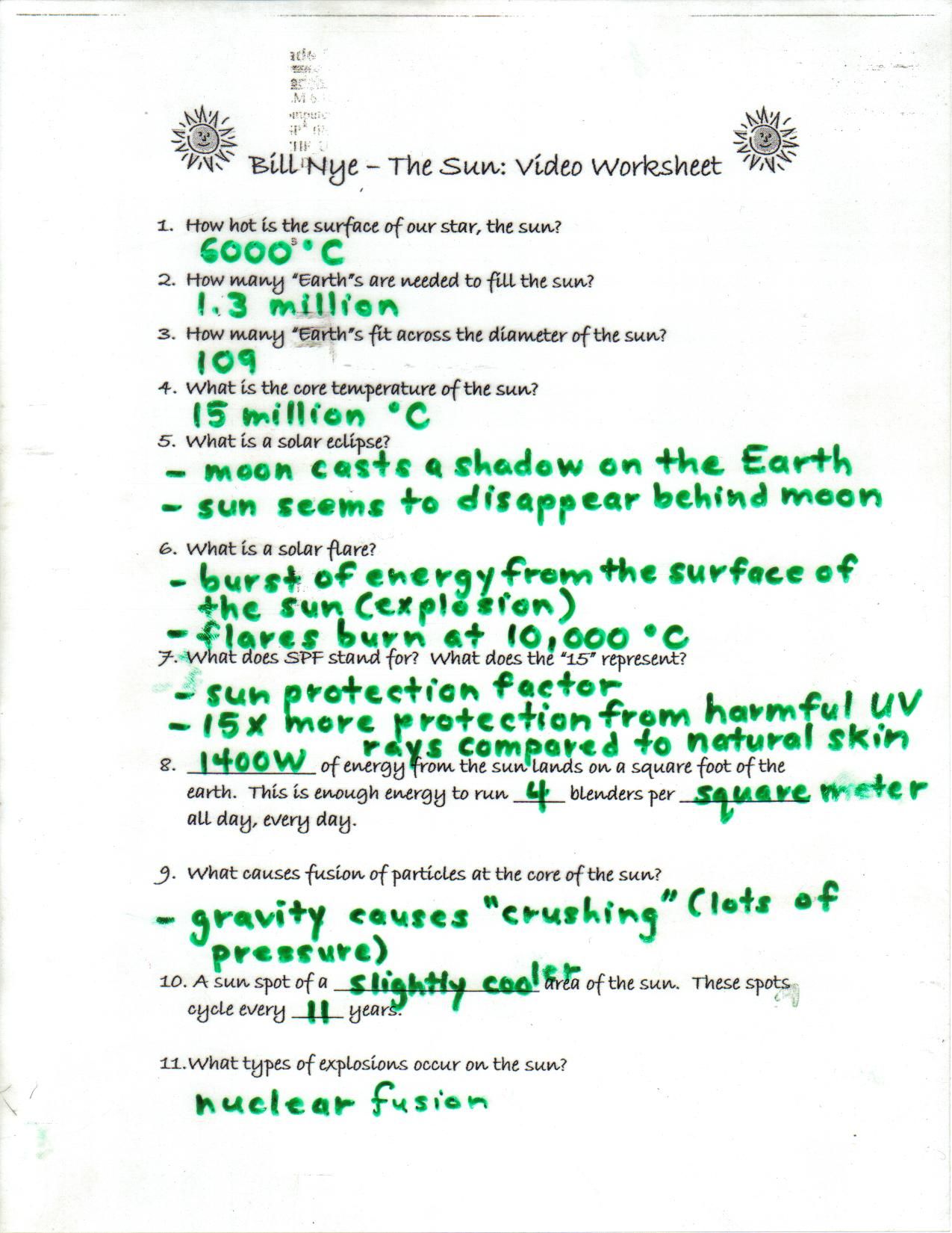 Bill Nye The Science Guy Worksheet Answers - Promotiontablecovers With Bill Nye Fossils Worksheet