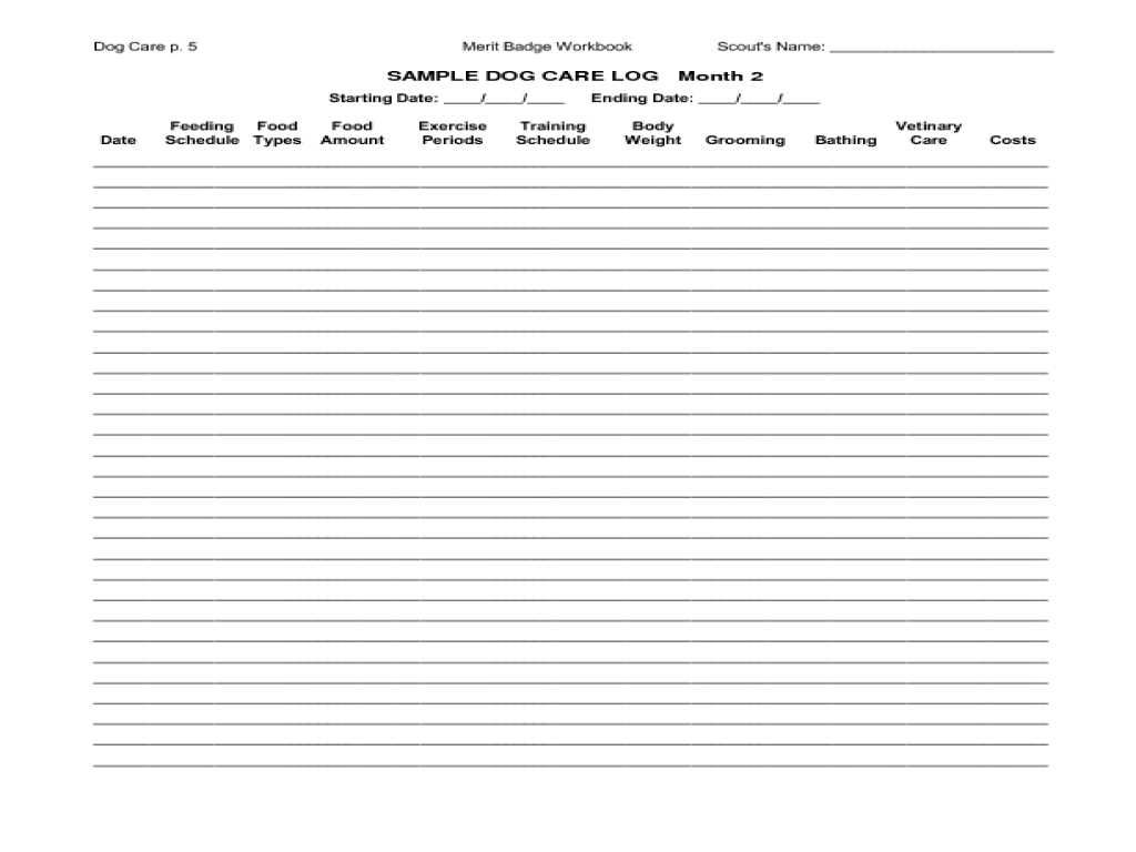 Dog Care Merit Badge Worksheet