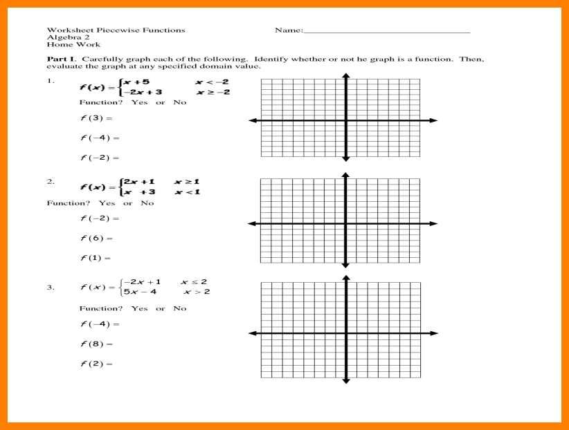 Graphing Piecewise Functions Worksheet