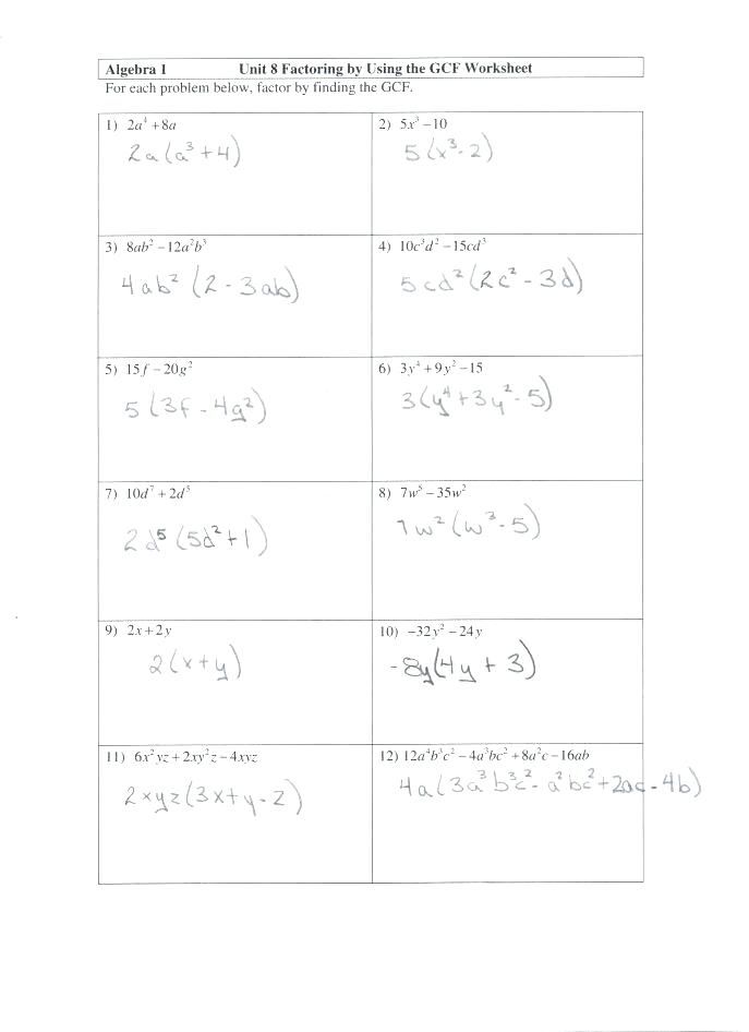 factoring practice worksheet answers