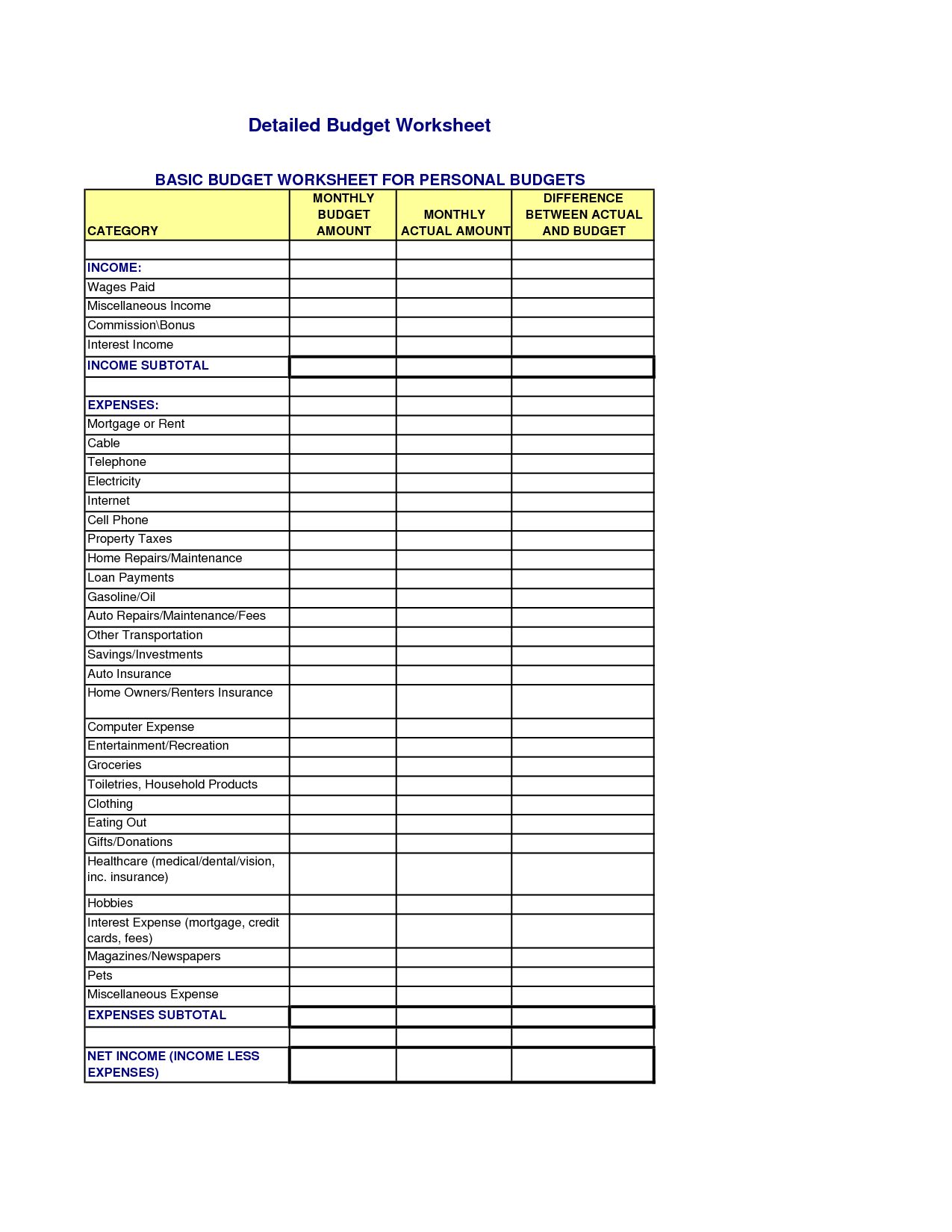 Financial Worksheet for Loan Modification Template | Briefencounters