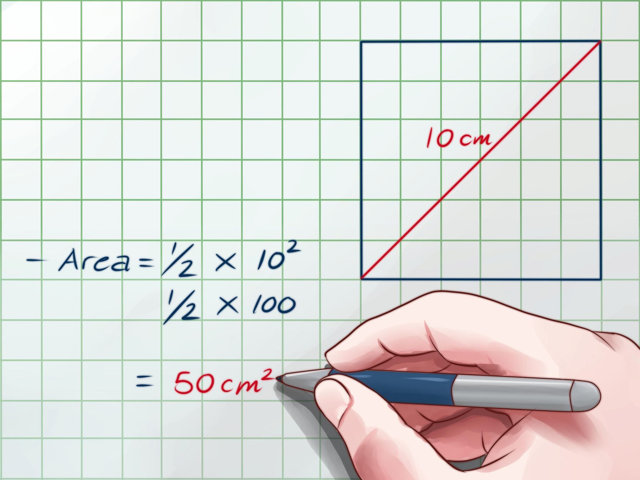 Find the Area of a Square Using the Length of its Diagonal Step 9 Version 2