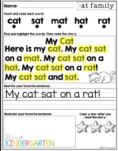 Kindergarten Language Arts Worksheets with Word Family Kindergarten Lesson Plans New Et Word Family Worksheets