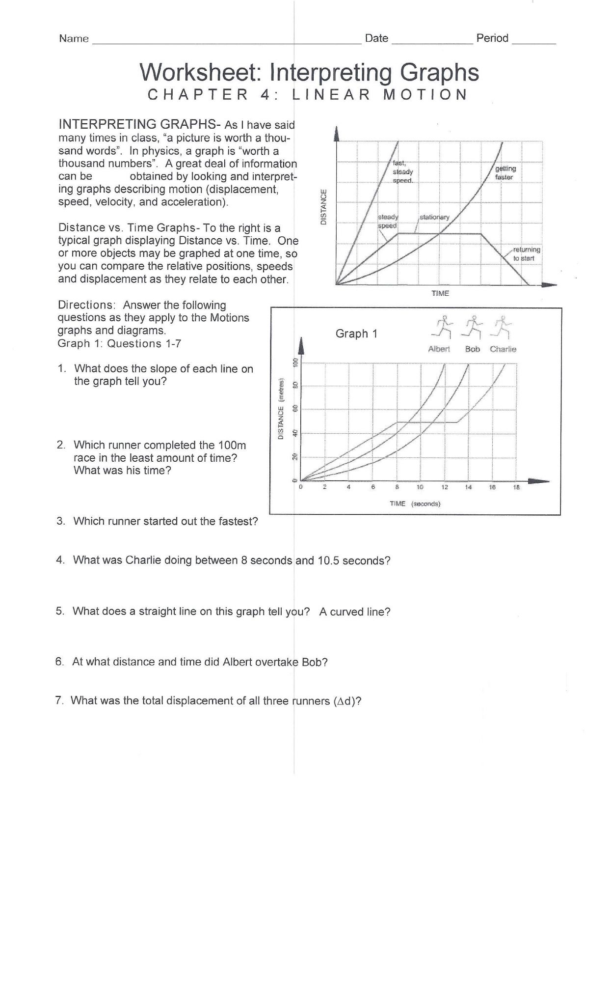 Linear Motion Problems Worksheet