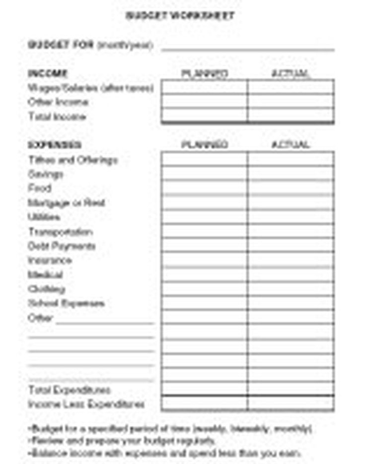 money management worksheets for adults