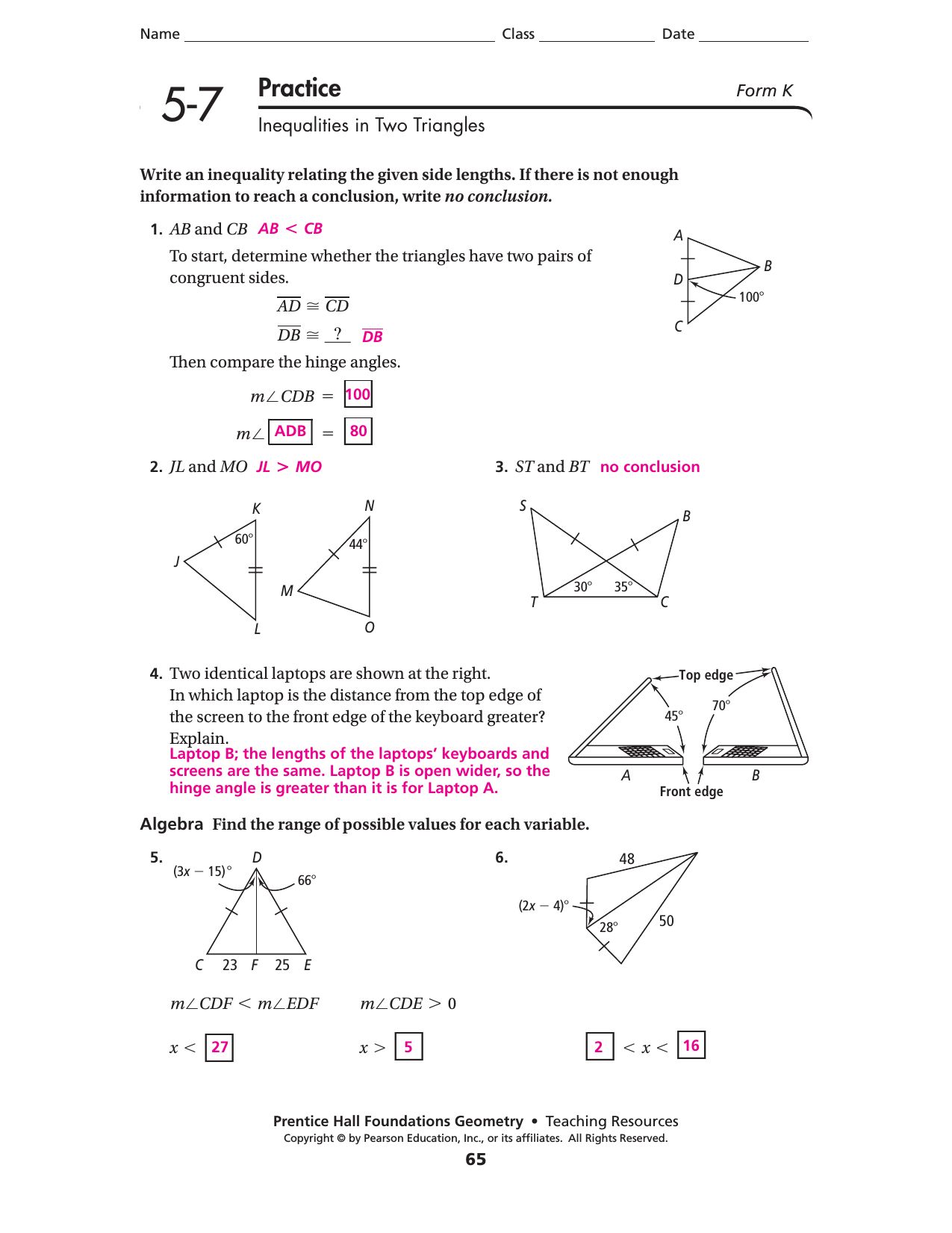 Geometry Practice Worksheets With Answers Worksheets for all Download and Worksheets