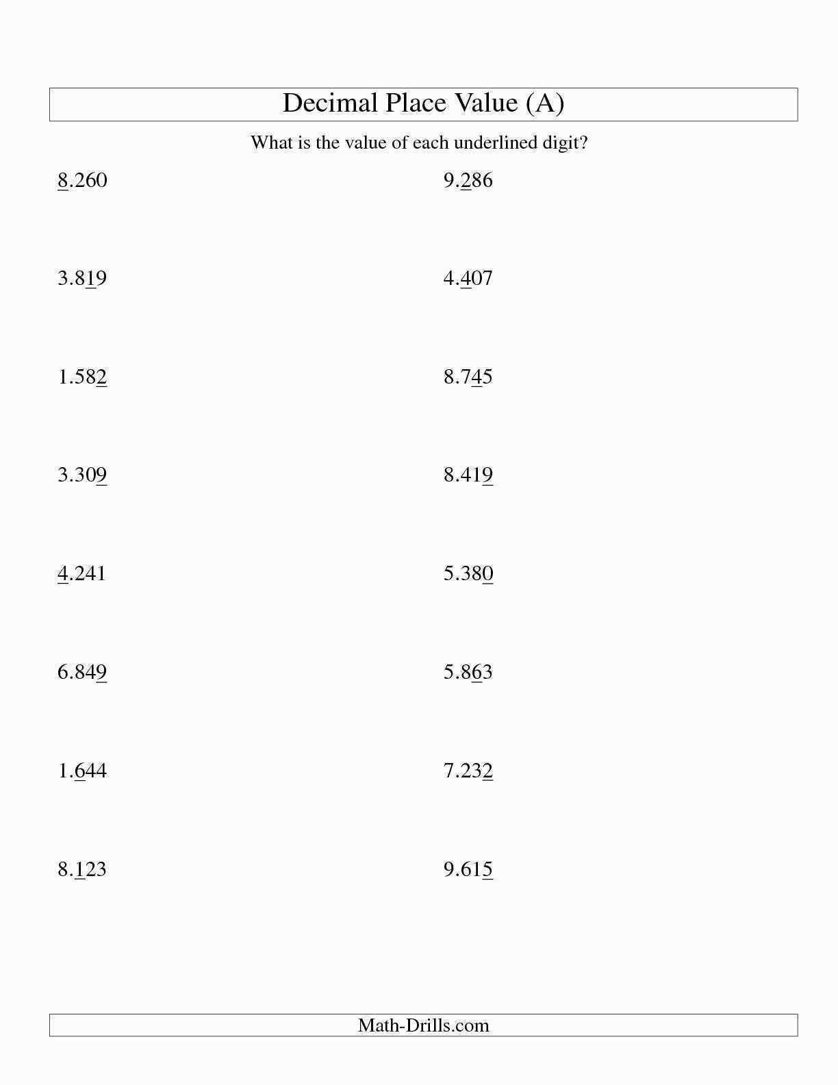 reading and writing decimals worksheets 5th grade