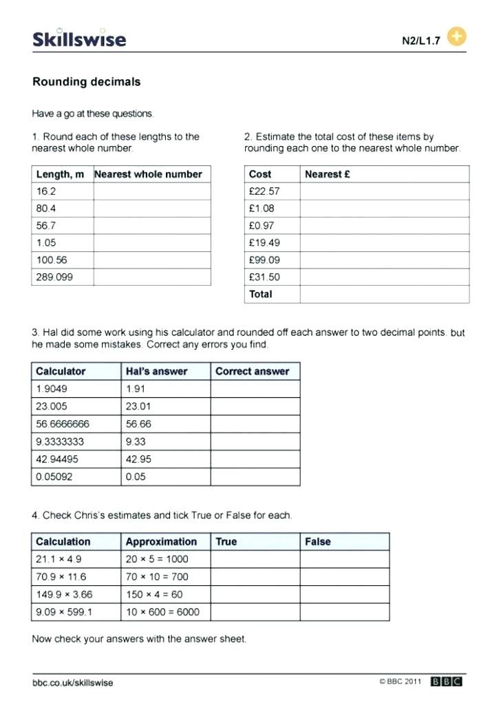 rounding decimals worksheet 5th grade