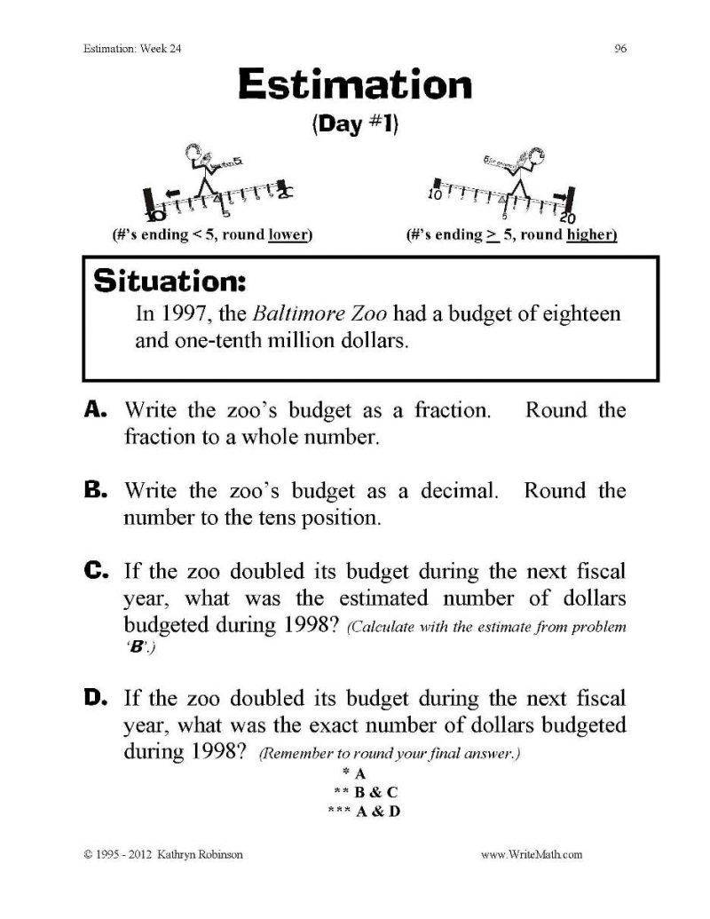 Rounding Word Problems Worksheets