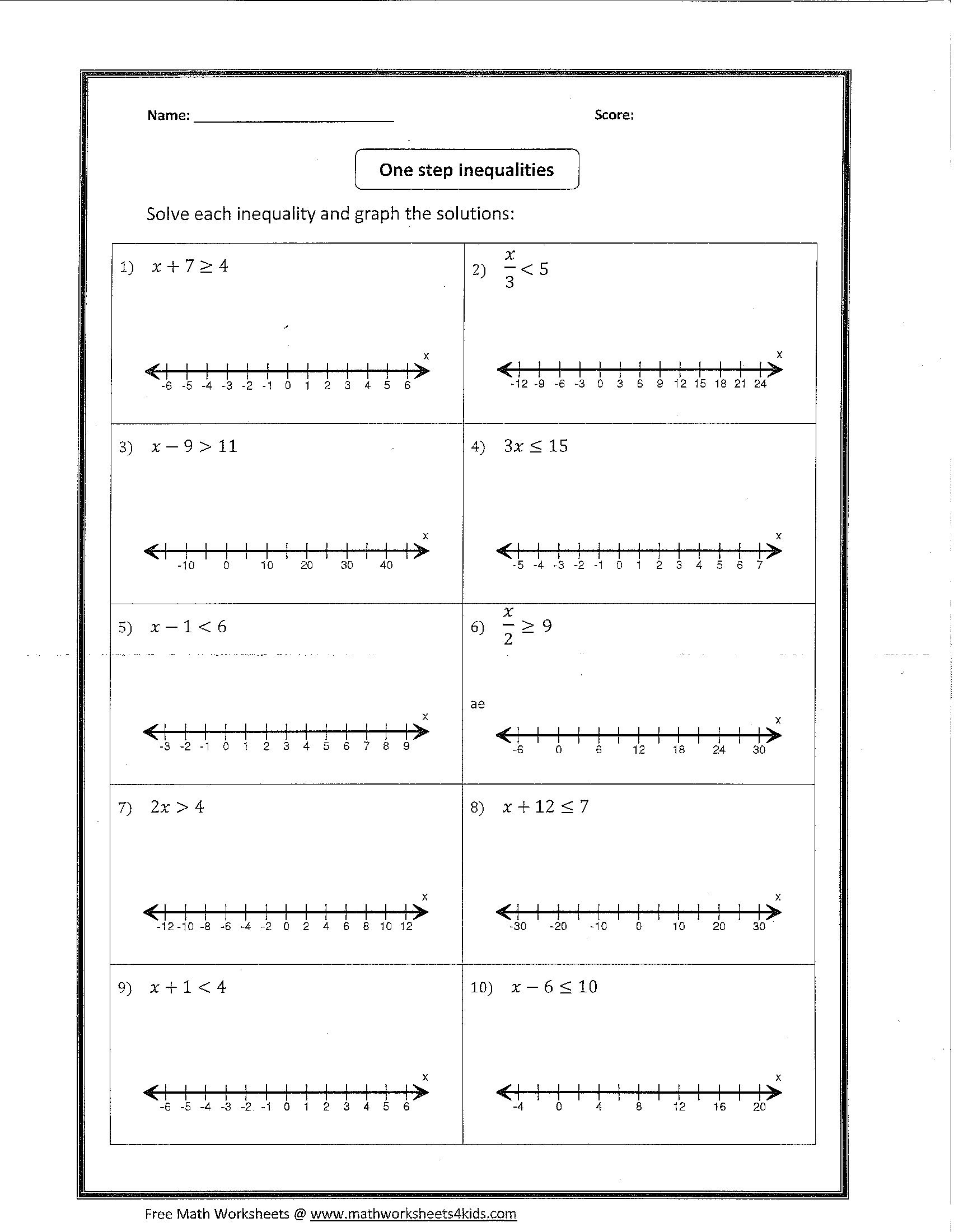 Solving And Graphing Inequalities Worksheet Answers