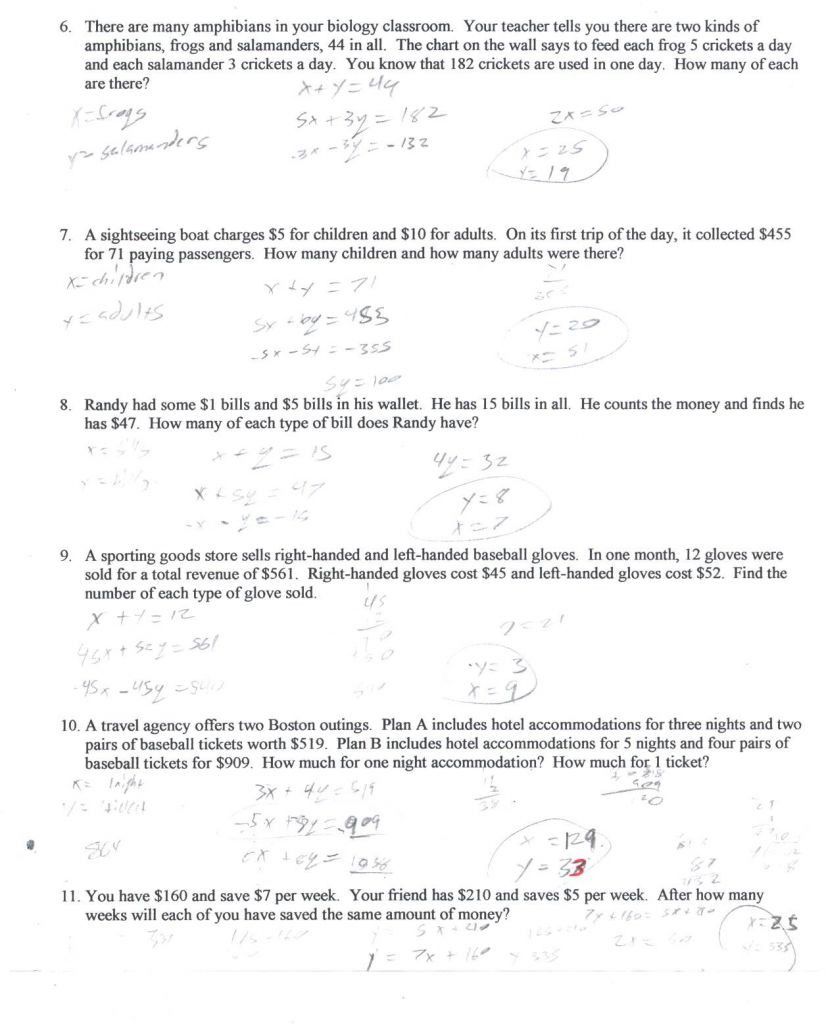 Solving Systems of Equations Word Problems Worksheet ...