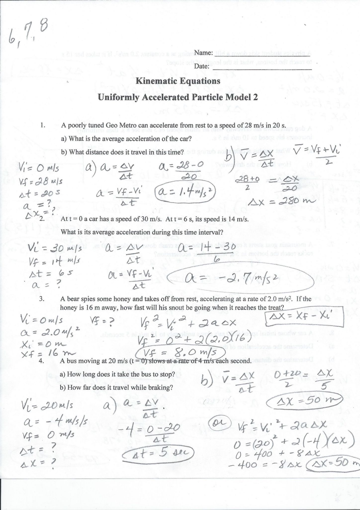 calculating speed worksheet answers  Regarding Determining Speed Velocity Worksheet Answers