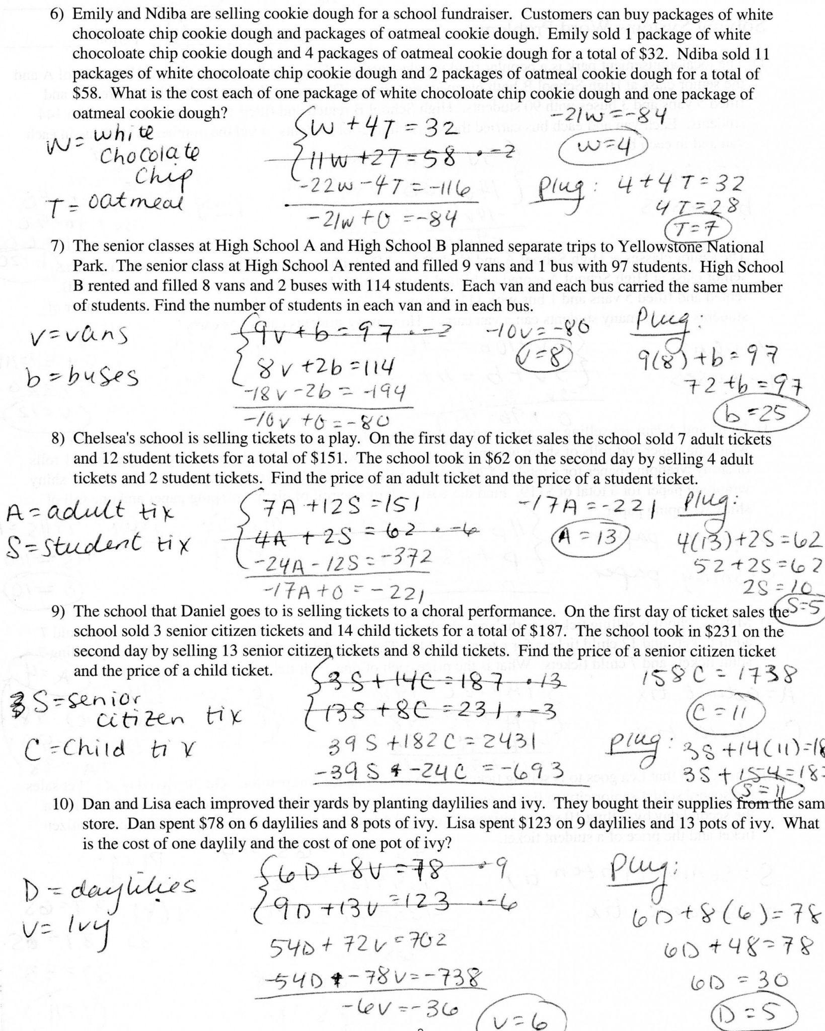 Systems Of Equations Worksheet