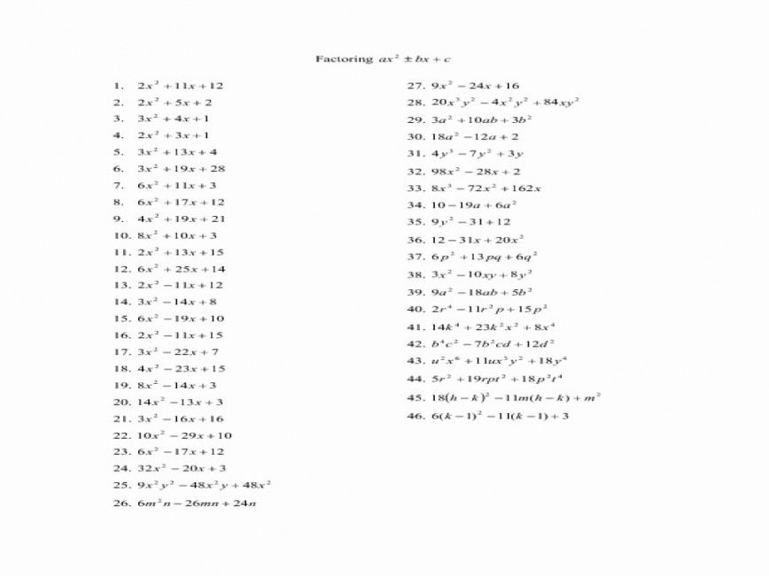 Factoring Trinomials Worksheet Answers