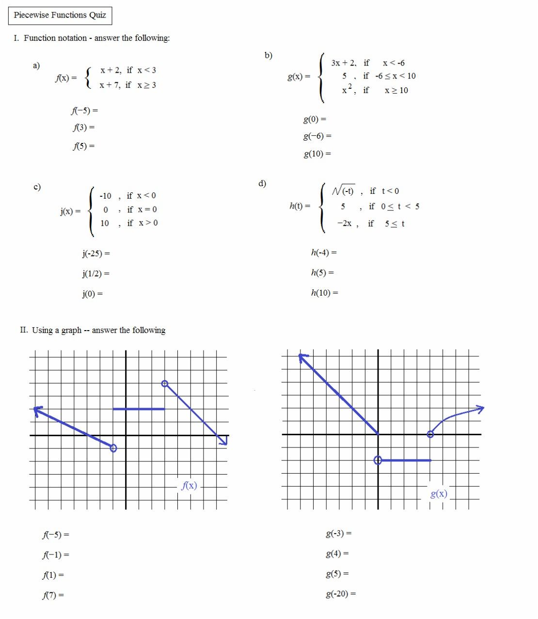 Worksheet Piecewise Functions Answers F7 Geo Kids Activities